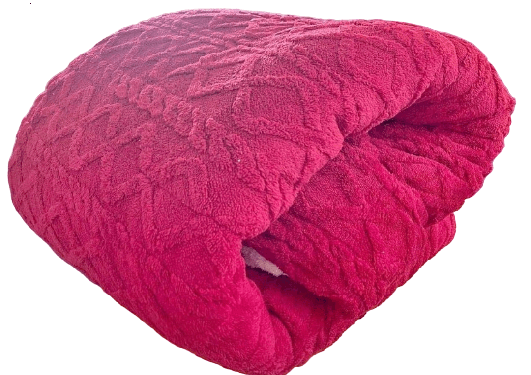 5 Piece Geometric Fluffy Fleece Comforter Set Red - MK Bed Linen