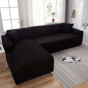 L Shape 3+2 Seat Sofa Cover Corner Couch Cover Black